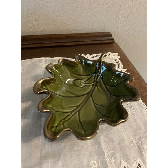 Dark Green Leaf Shaped Dish - Picture 1 of 5